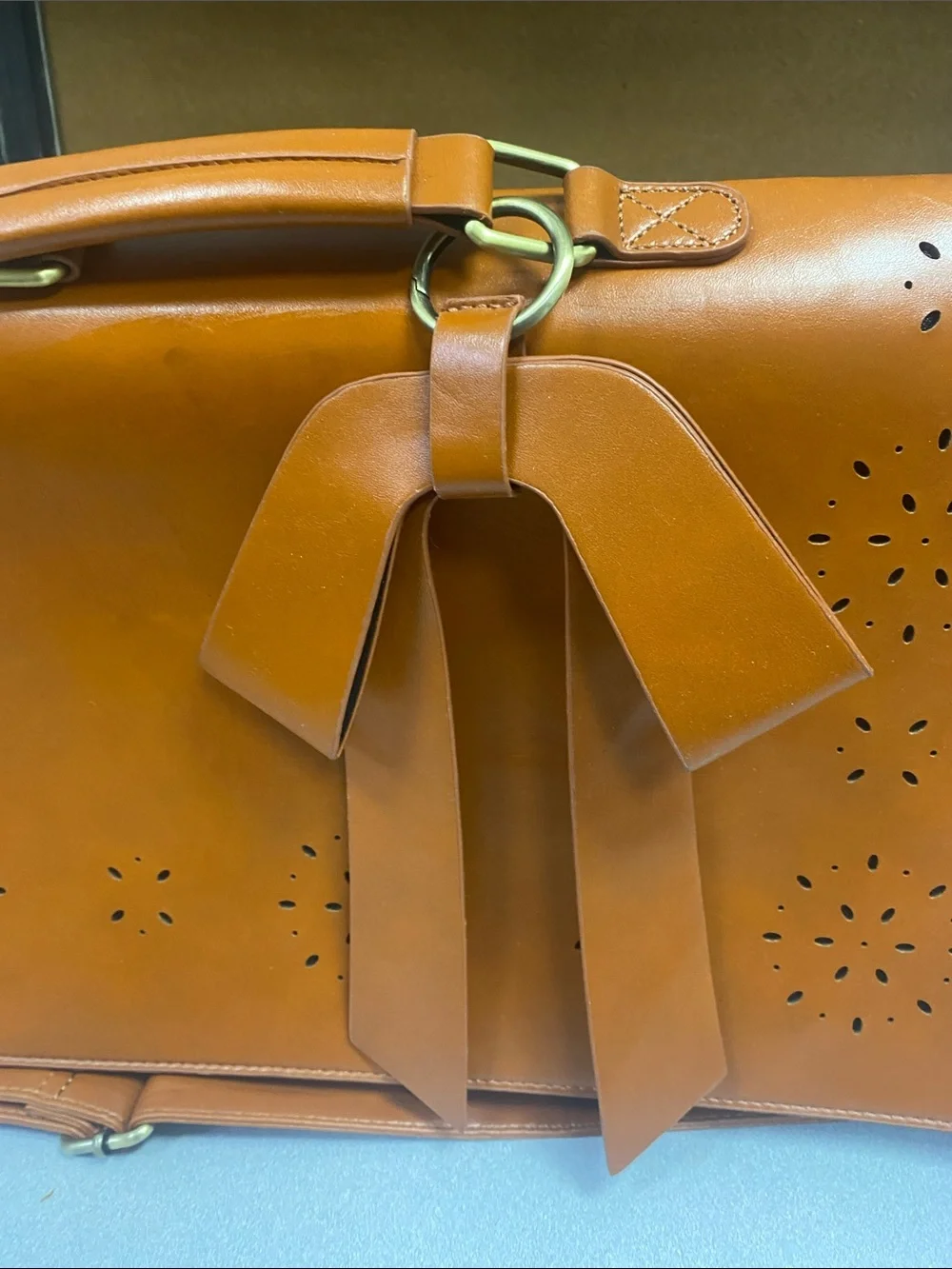 Walasa Stylish Bow-Accent Women's Satchel in Cognac